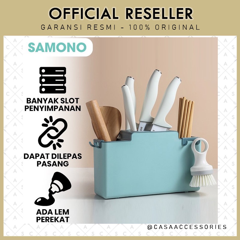 Samono SSB03 Rak Gantung Dapur Tempat Wadah Pisau &amp; Peralatan Makan