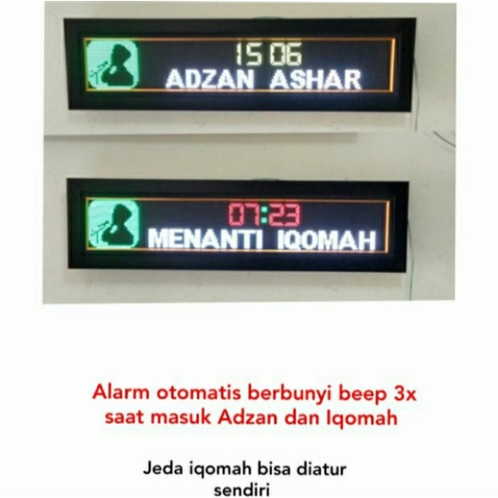 Jadwal Sholat Digital Masjid Musholla Full Colour Dan Single Running Tex Hiasan Dinding Uk 30x110 Cm