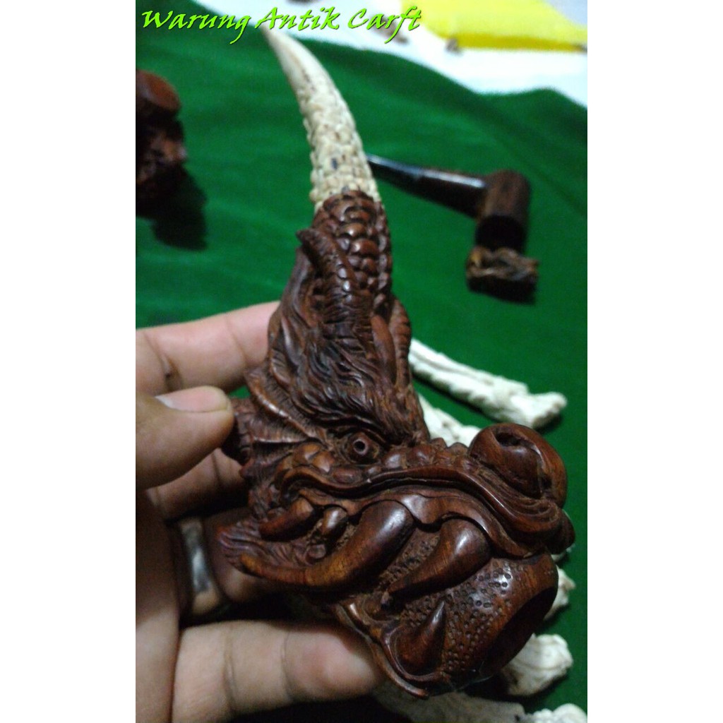 Pipa Rokok KAYU  GALIH NAGASARI Ukir  Naga Detail Model 02 