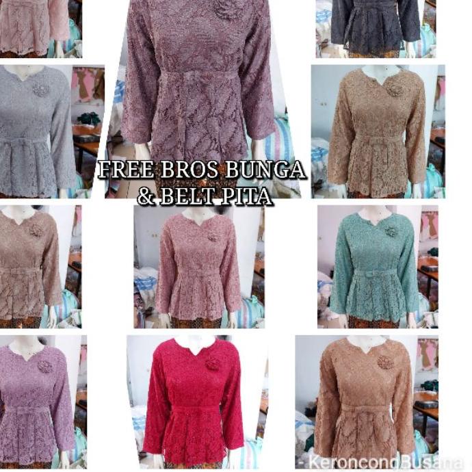 ✹ (Br110/120/130) Atasan blus BROKAT GLITTER size JUMBO lengan panjang KeroncongBusana ★