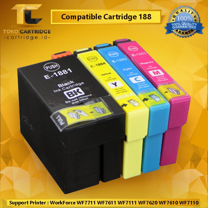 Cartridge Tinta Compatible Epson 188 T188. Tinta Printer Epson WF7711 WF7611 WF7211 WF7111 WF7620 WF7610 WF7110 WF3640 WF3620 With Chip