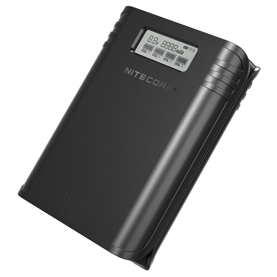 Charger Baterai 4 Slot with Power Bank - F4 - Black