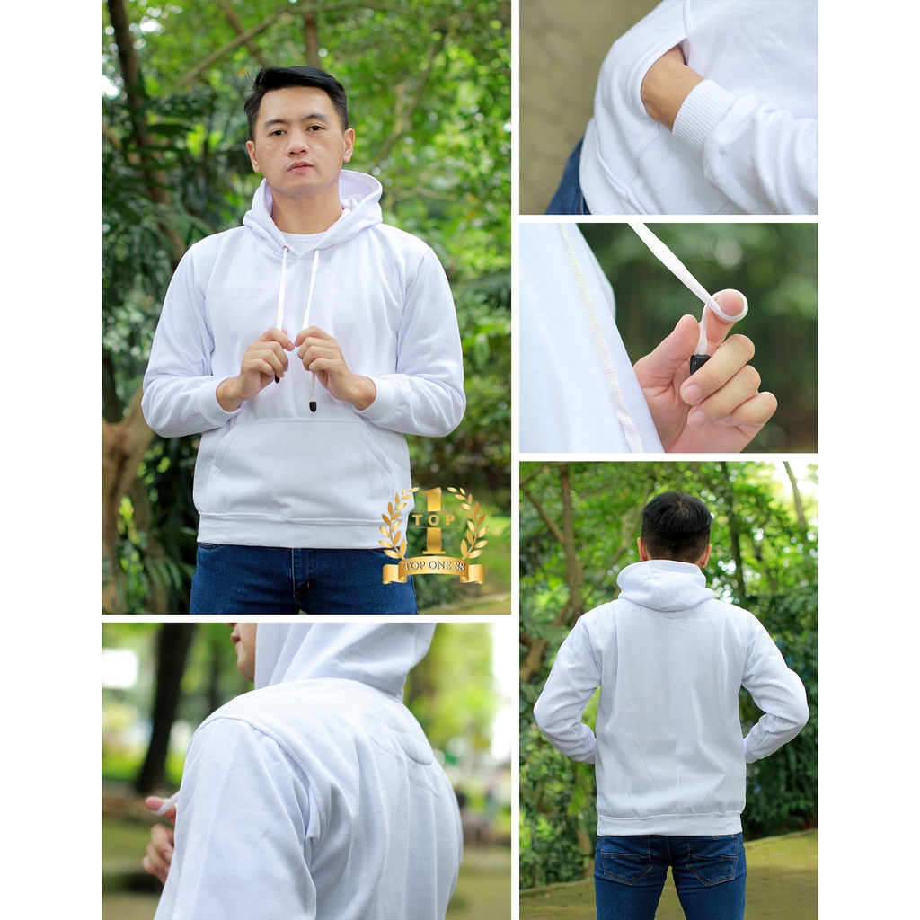 Topone88 Jaket Hoodie Jumper Sweater Polos Pria Wanita Unisex (Part 1)-Putih