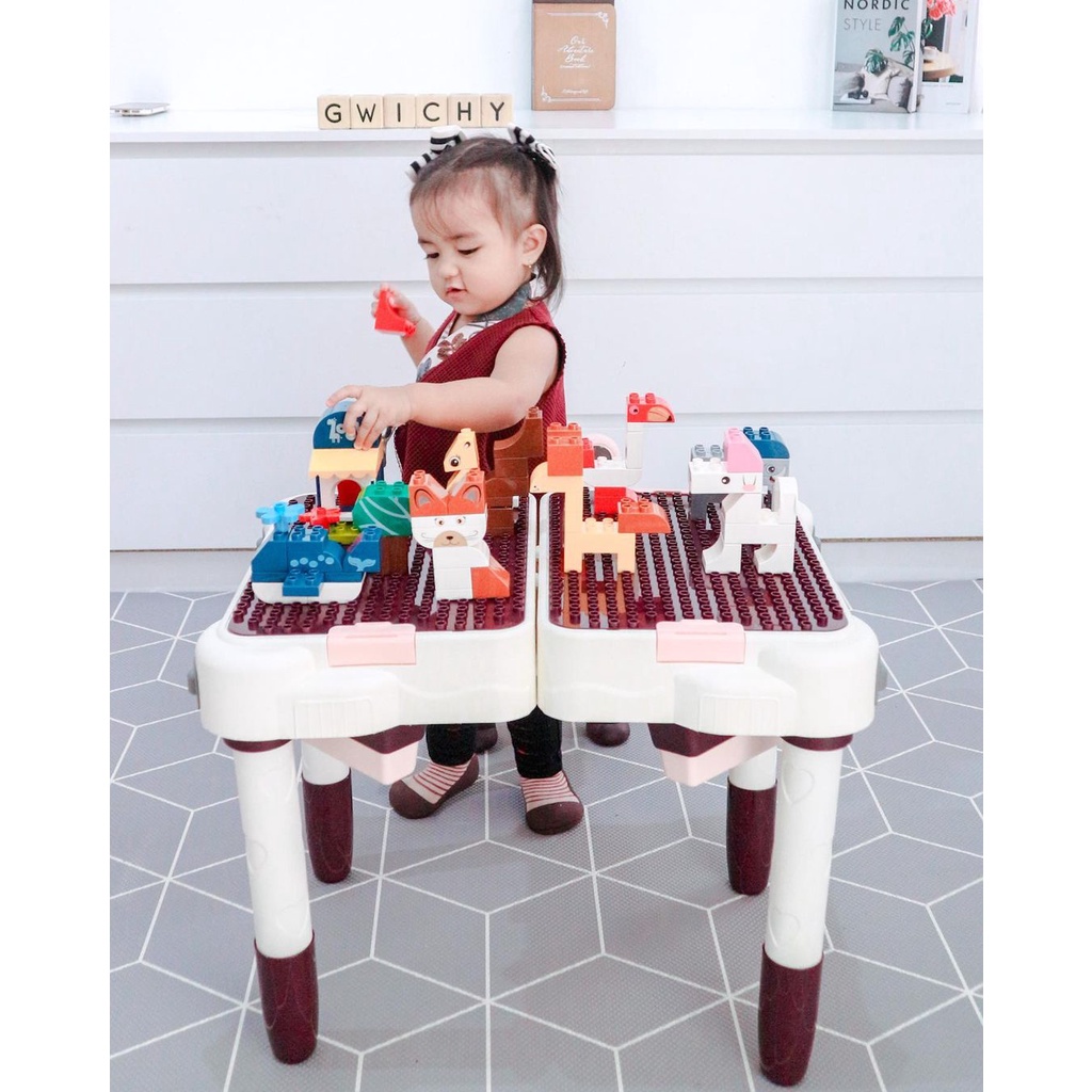 MASTELA Multifunctional Blocks Table 7 in 1 Mode / Mainan Edukasi jadi Trunki Ride On Suitcase MEJA LEGO