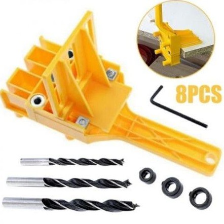 Paket Dowel Jig + Mata Bor Dan Stopper/ Set Dowel Jointer Sambungan Pspan Kayu/ Alat Bantu Kerja