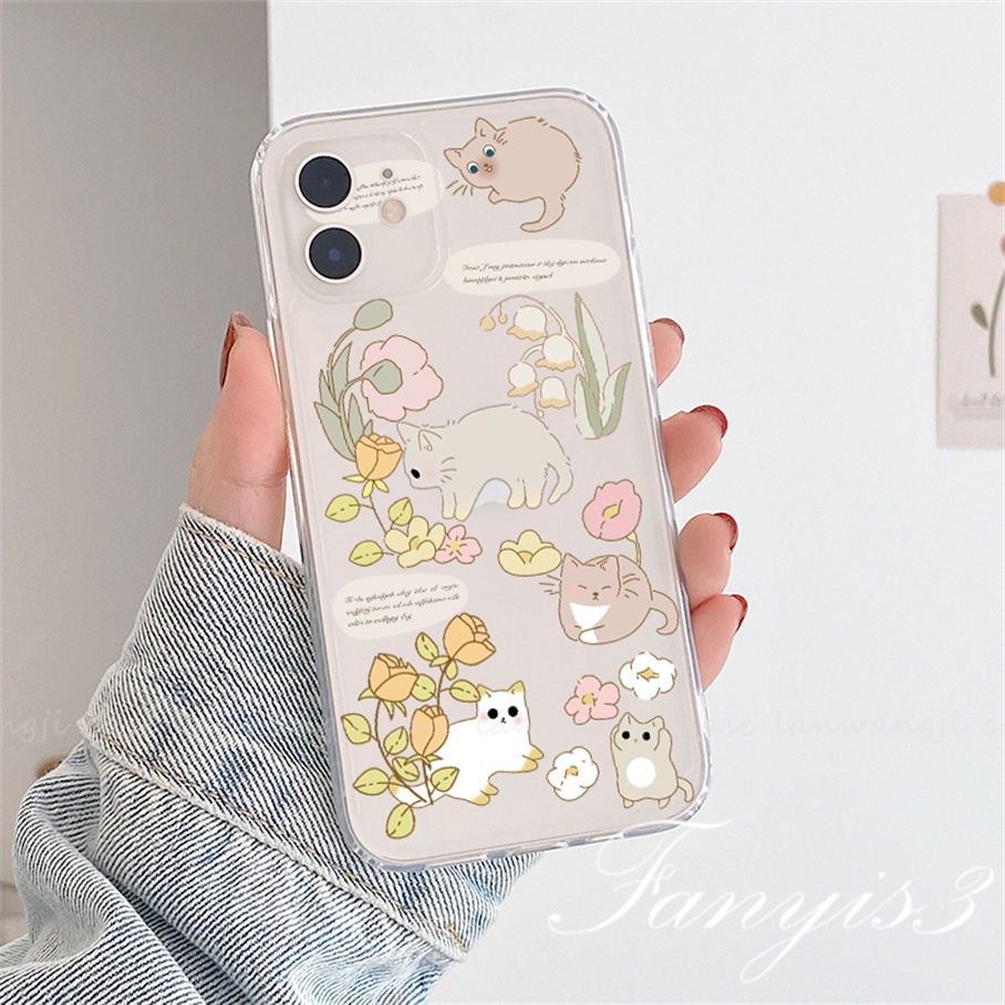 Samsung A14 A34 A54 M14 A04 A04s M23 A03 A13 A23 A33 A53 A73 A03s A02 A12 A22 A52 A72 A32 A51 A71 A50 A50s A30s A30 A20 A21s A31 A11 M53 M33 Cute Animal Flower Case Clear TPU Soft Protective Cover