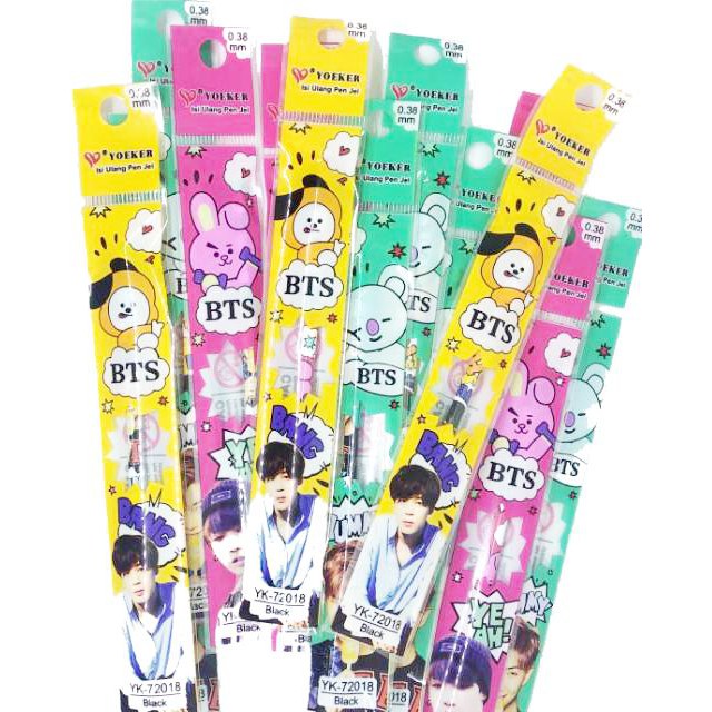 OFFICIAL REFIL PEN GEL BTS BT21 / ISI PULPEN GEL LUCU DAN IMUT / REFIL PULPEN BOLPEN GEL BTS BT21