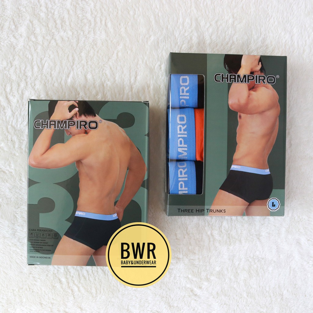 [ 3pc ] Boxer Champiro 0330 | Celana Dalam Pria Boxer Polos ( III ) Bwr
