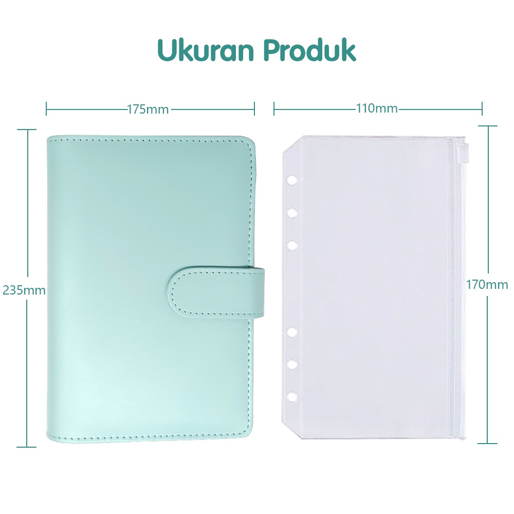 Binder Polos Buku Catatan Lucu A6 Notebook Binder Photocard Keuangan Zipper Storage Bag Loose Leaf Macaron Journal