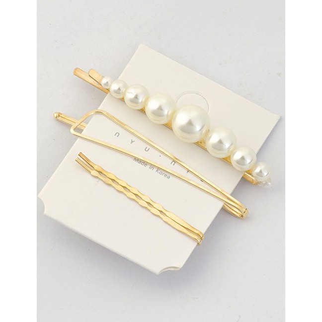 LRC Jepit Rambut Fashion Gold Pearl Hairpin Set 4 F42534