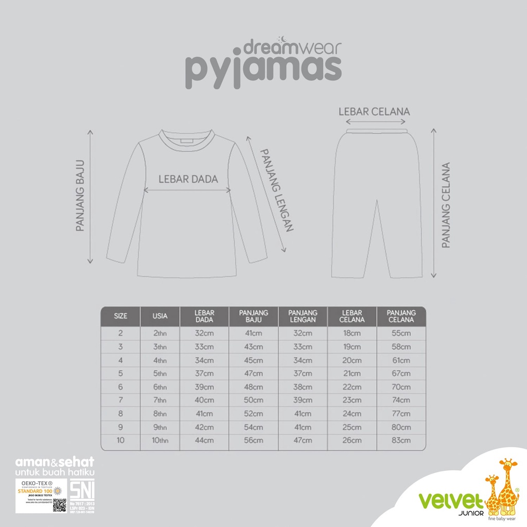 VELVET JUNIOR Pyjamas (Piyama) BasicWear Series