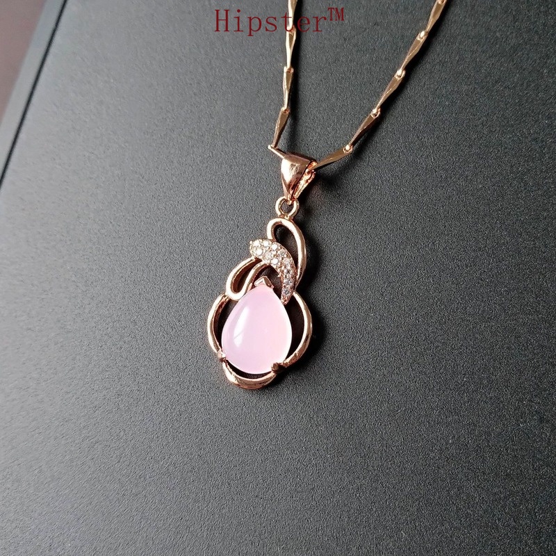 Retro Hot Fashion Colorful Gemstone Hollow Pendant Gold Necklace