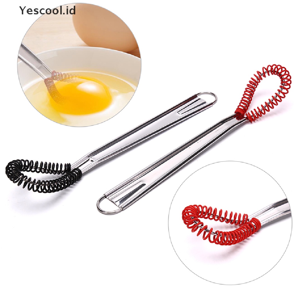 【Yescool】 Mini Egg Whisk Stainless Steel Beater Handheld Milk Frother Foamer Coffee Mixer .