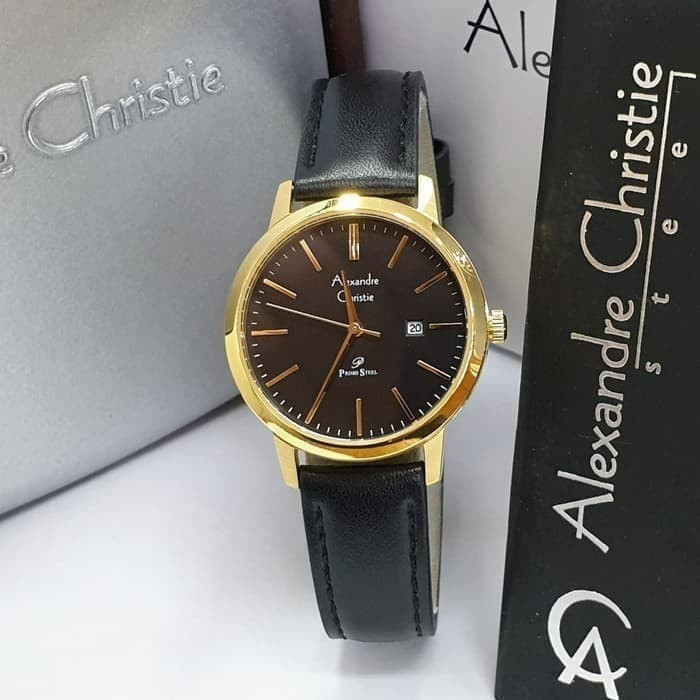ALEXANDRE CHRISTIE AC1007 AC 1007 BLACK GOLD JAM TANGAN WANITA