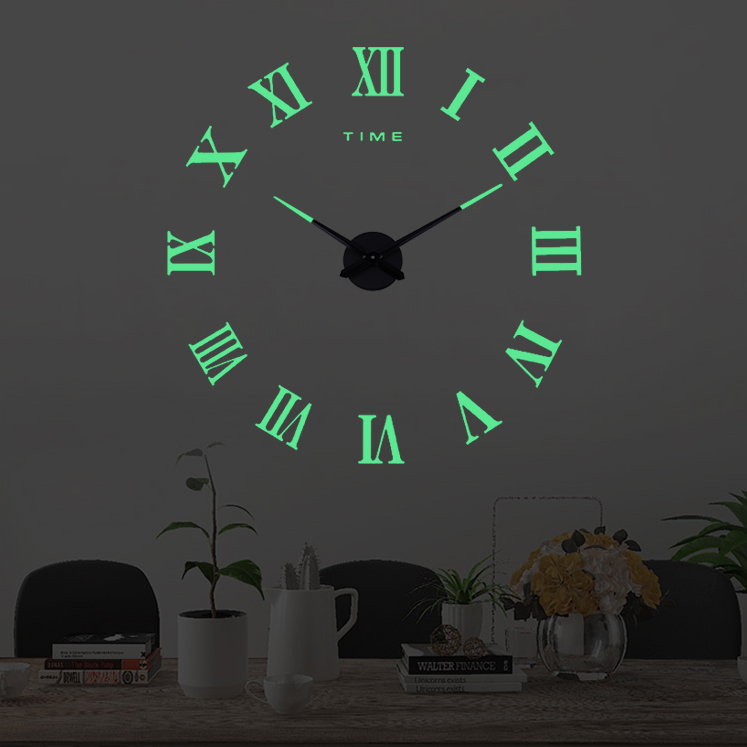 Grab Medan TAFFWARE JAM DINDING BESAR DIY GIANT WALL CLOCK QUARTZ GLOW IN THE DARK 80-130CM - D