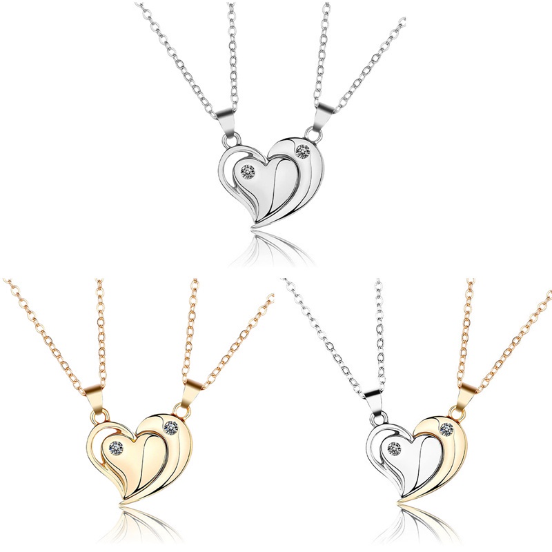 2pcs Magnetic Distance Couple Necklaced Lovers Matching Pendent Necklace Long Distance Gifts Heart Wedding Gift Jewelry Set
