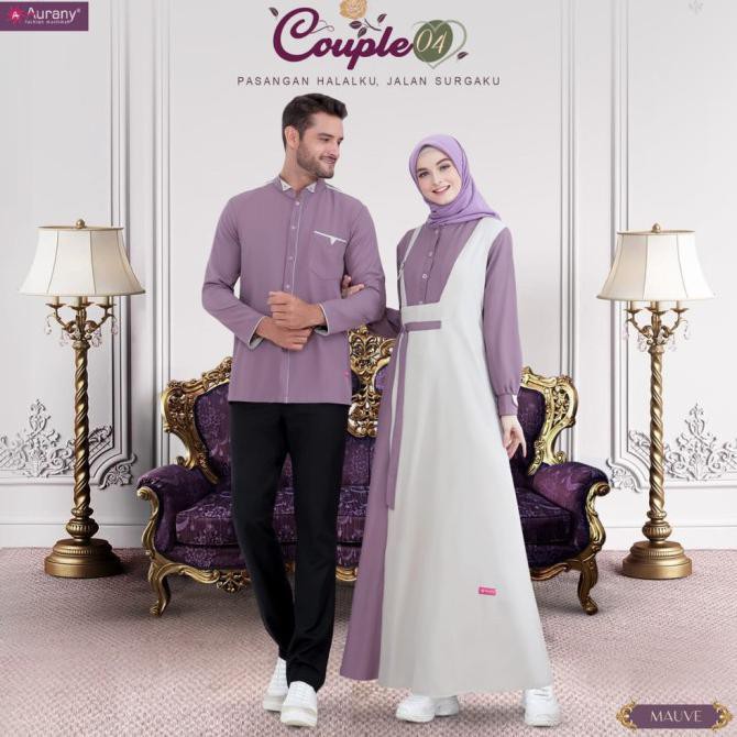 Promo Couple Muslim Lebaran 2021 Gamis Aurany 04 Mauve Uyt Tamarablerin
