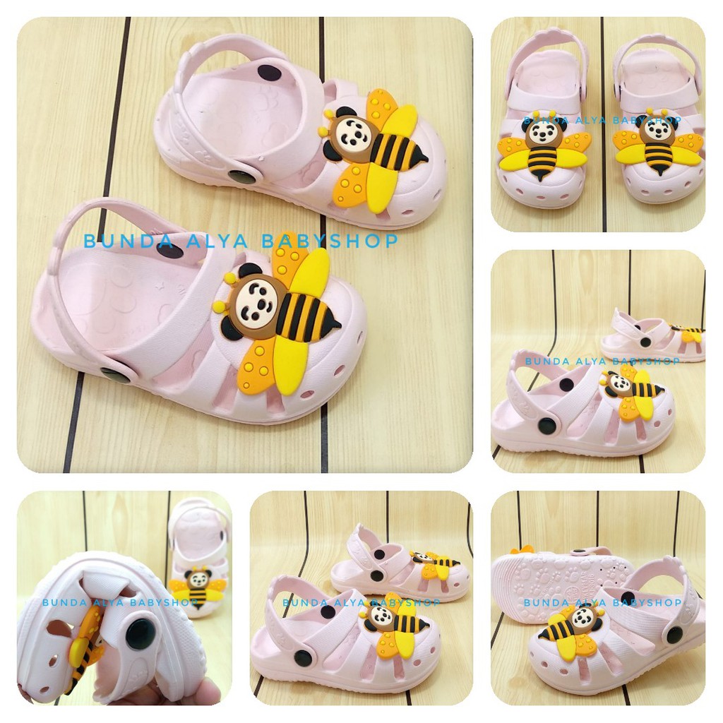 Sandal Anak Perempuan Usia 2 3 4 Tahun PINK BEE Lebah - Sendal Anak Cewek Karet Anti Licin Lucu Size 24 - 29