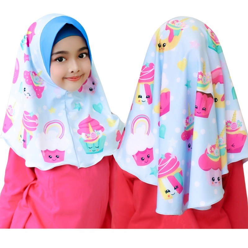 hijab instant motif cupcake unicorn