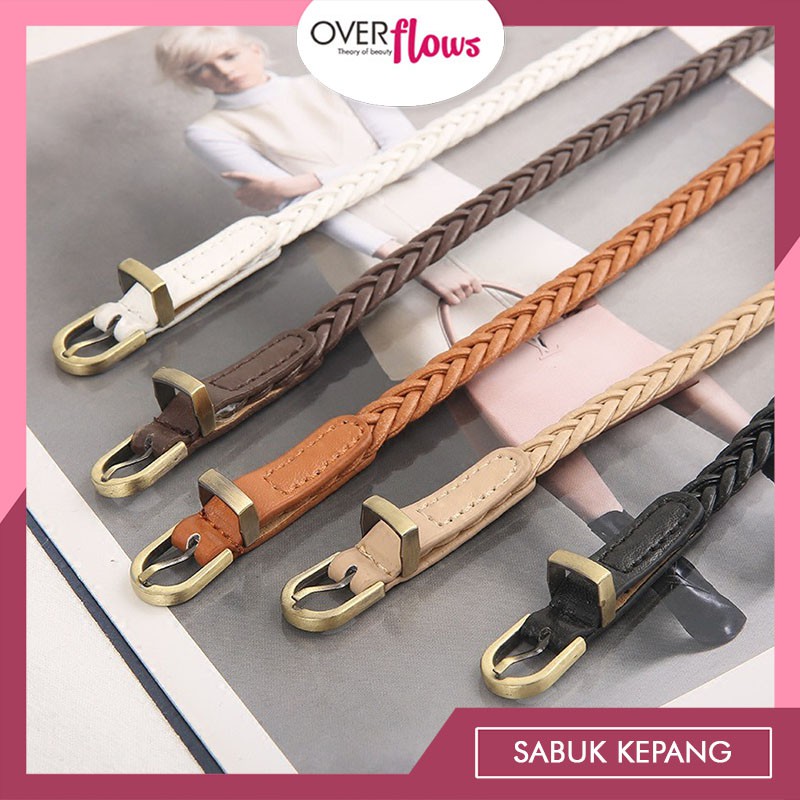 OVERFLOWS.ID Ikat Pinggang Sabuk Wanita Kepang Kelabang Import Murah Bahan Kulit PU