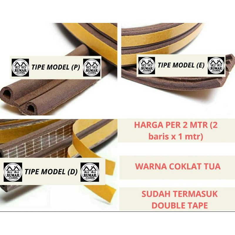 Door Seal Pintu Karet Mohair Moher Penutup Celah Bawah Pintu Jendela COKLAT TUA