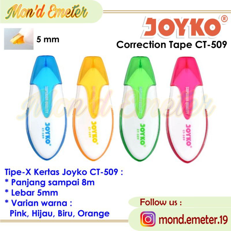 

Tip-Ex Kertas Joyko Correction Pen CT-509 8m x 5mm-Pita Koreksi Anak Sekolah/Kantor-Alat Tulis