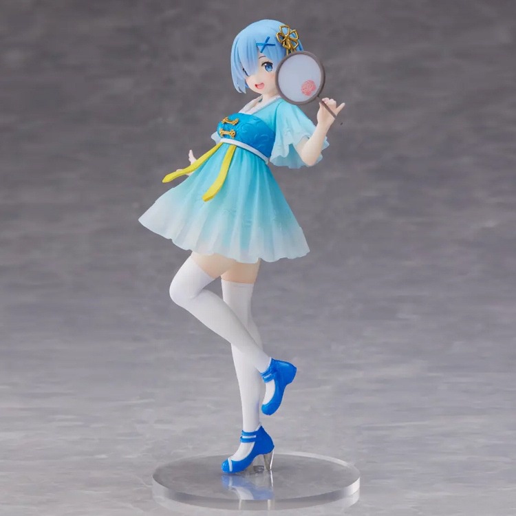 Mainan Action Figure Model Anime Zero Rem Ram Blue National Dress 22cm Bahan PVC Untuk Koleksi