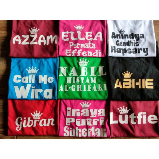 KAOS ANAK NAMA KAOS CUSTOM TERMURAH SABLON TIMBUL