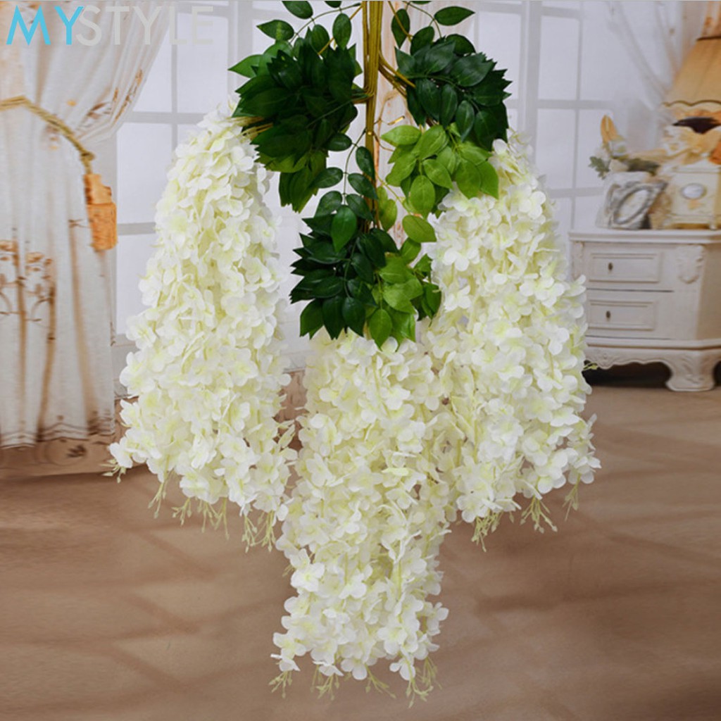 HAPPY TIME DAUN WISTERIA KECIL (1 PACK = 12 PCS / 1 PACK = 3 PCS) DAUN RAMBAT UNTUK DEKORASI HIASAN WEDDING