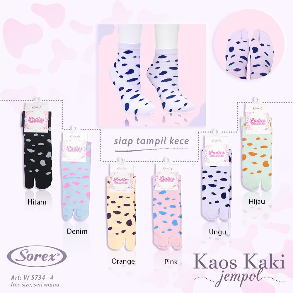 Kaos Kaki SOREX W 5734-4, W 5734-2, W 5735-3 KAOS KAKI WANITA Model Jempol/Ibu Jari Premium Quality