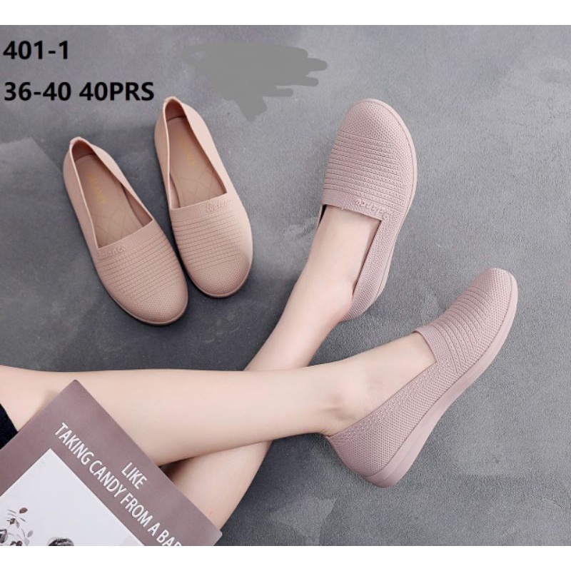 Sepatu Flat Karet Lentur Import Wanita Cewek Jelly Shoes BALANCE RAJUT Murah