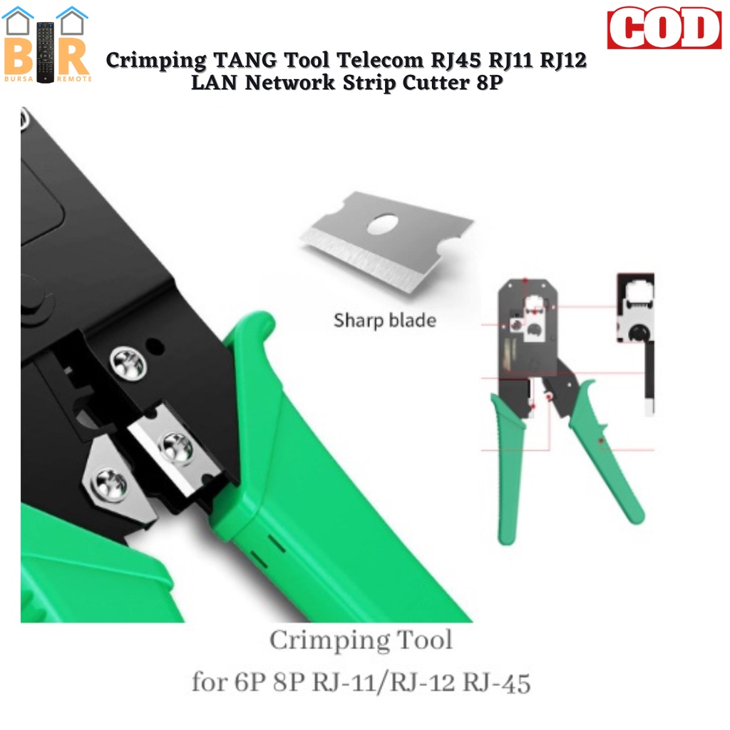 Tang Krimping Tool Crimping TANG Telecom RJ45 RJ11 RJ12 LAN Network Strip Cutter 8p