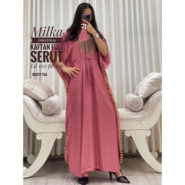 Daster arab Dolce MILKA Dress Rayon Kaftan/Kelelawar Serut Big Size Jumbo