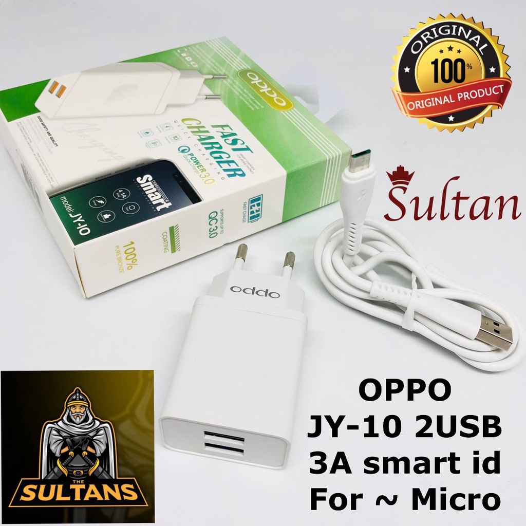 CHARGER SAMSUNG JY10 2USB 3A SMART ID FOR  MICRO ORIGINAL FAST CHARGING OPPO VIVO REALME XIAOMI