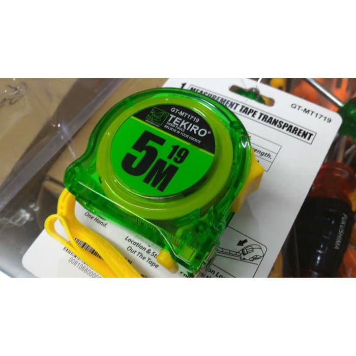 TEKIRO METERAN 5 METER TRANSPARAN MEASURING TAPE Tekiro GT-MT1719 5M