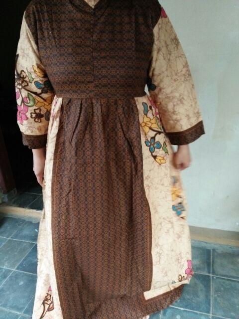Gamis Batik Sogan Kembang Warna Jumbo Mataram Primisima (ada Hem-nya)
