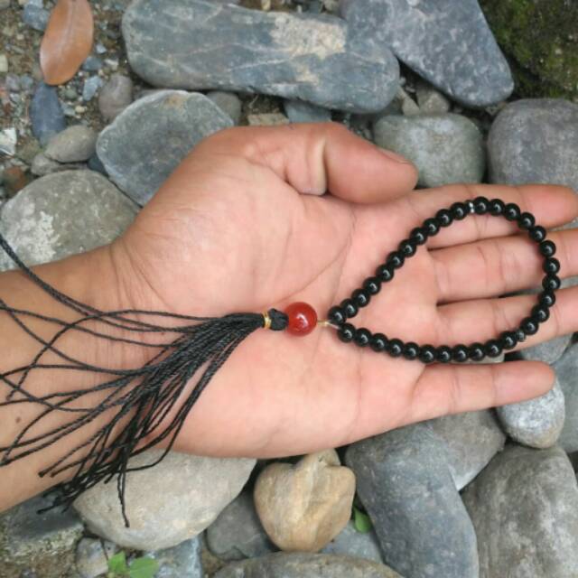 Tasbih Wanita 33 Butir Batu Natural Black Agate