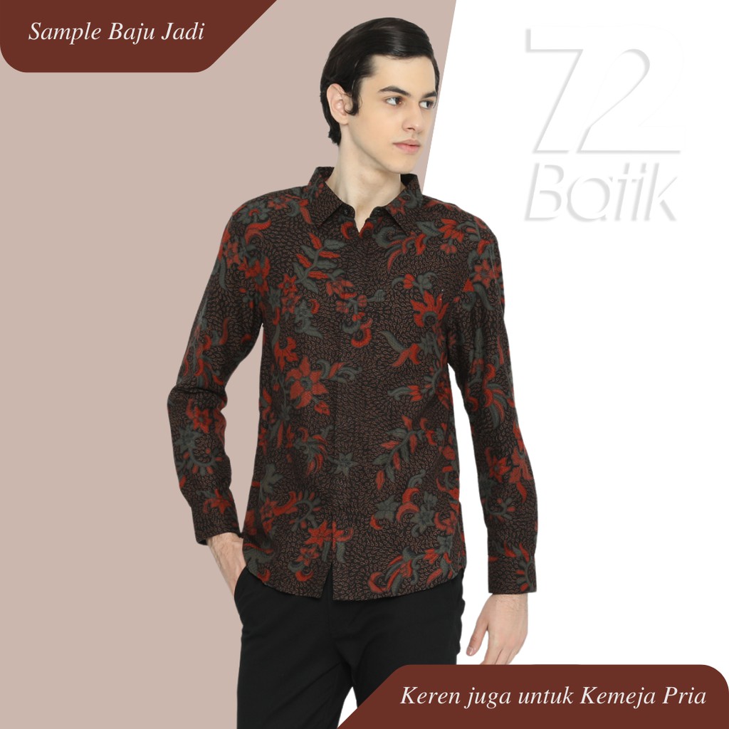 KAIN BATIK PREMIUM Bahan Paris Motif Kembang Warna Merah Bata Hijau Daun 724678 Cap 72 Jarik Jarit Samping Kebat Panjang Batik Paris Modern Premium Bahan Seragam Batik Pernikahan Kantor Keluarga Murah Kamen Jadi Batik Bali Lembaran