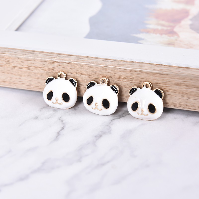 Hbid 10Pcs / Set Liontin Bentuk Panda Bahan Alloy Enamel Untuk DIY Craft / Perhiasan Charms