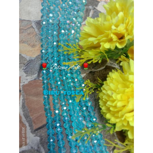 Kristal ceko 8mm gol.biasa-biru toska