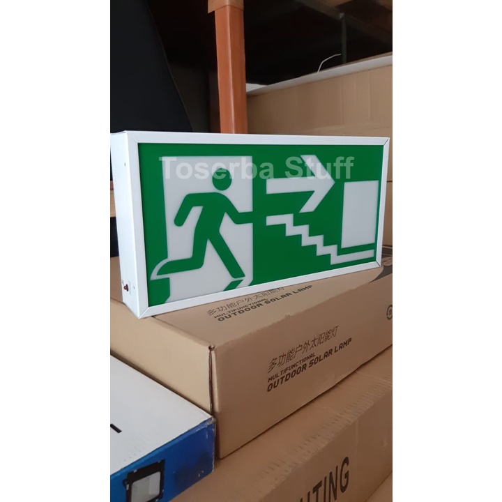 LAMPU EXIT BOX KOTAK 1 SATU SISI EMERGENCY PINTU TANGGA DARURAT RUMAH SAKIT HOTEL KANTOR GEDUNG MALL