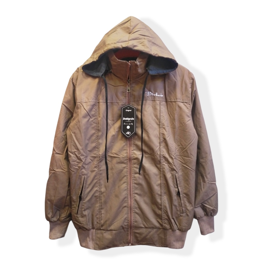 BROTHERDO Jaket Harian Wanita Parasut Taslan JN - All Size terbaru-LT brown