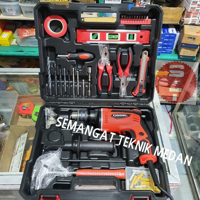 BT817 PAKET MESIN BOR LISTRIK RUMAH IMPACT DRILL SET 13MM OSSEL BT 817