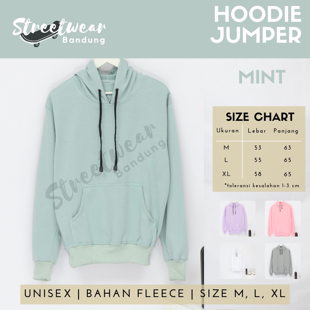 PROMO HOODIE POLOS JUMPER PRIA WANITA BAHAN FLEECE KUALITAS PREMIUM MINT