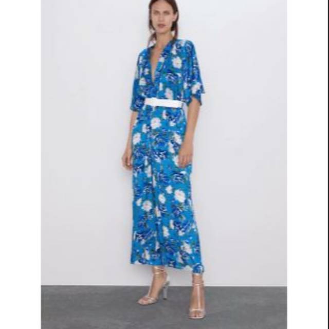blue flower jumpsuit