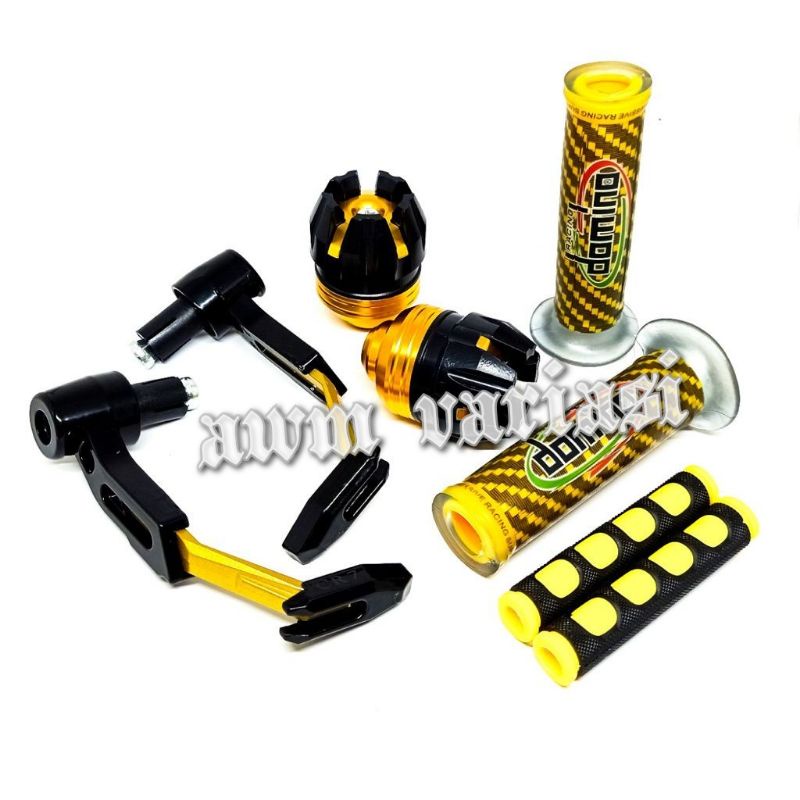 PAKET 4IN1 Handgrip Domino Carbon + Proguard Robot + Jalu As Roda + Karet Handle Rem Universal Semua motor 1 paket 4item