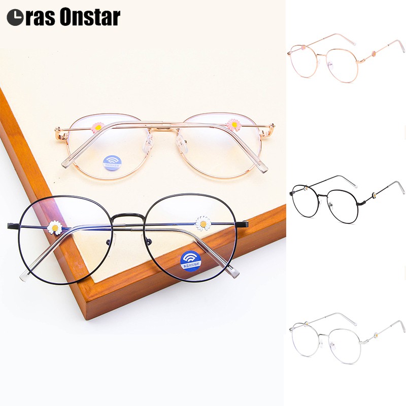 【Bayar di Tempat】100% Anti Blue Kacamata Retro Bundar Eyeglasses Wanita Kacamata Fashion Retro Frame-1