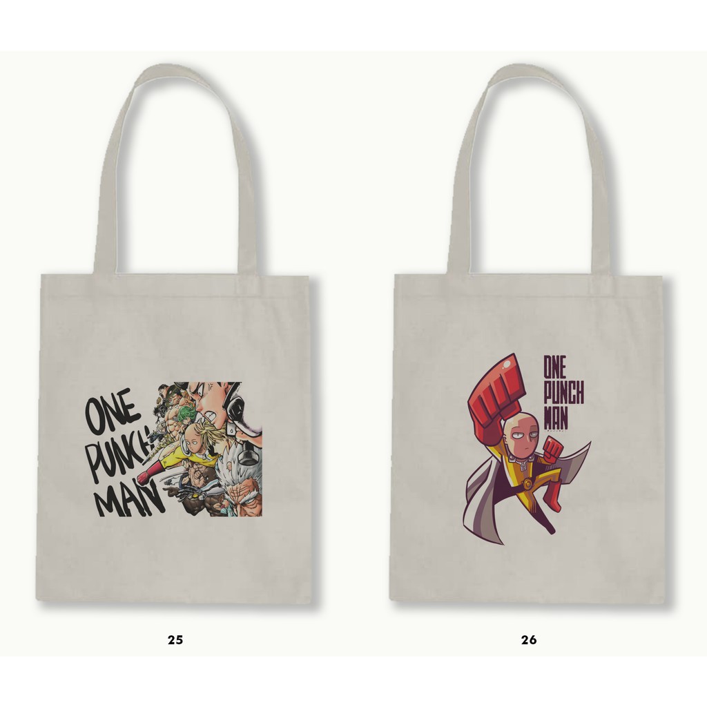 TOTE BAG BLACU  - ONE PUNCH MAN (SAITAMA) .01