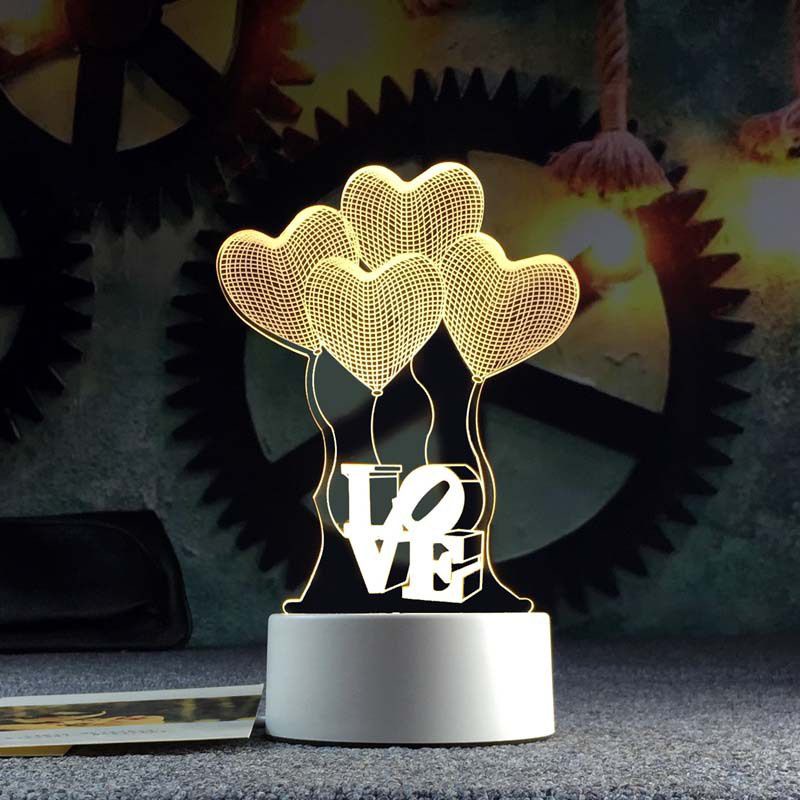 Lampu Hias 3d Motif Love Balon dekorasi Kamar