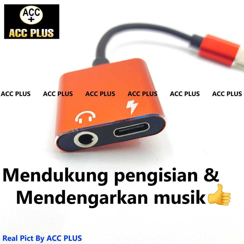 CONVERTER TYPE C 2 IN 1 USB TYPE C TO JACK 3.5 MM SAMBUNGAN KONVERTER AUDIO HEADPHONE MUSIK - ACC PLUS